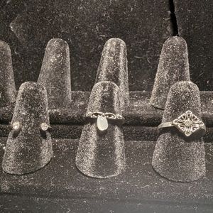 Costume set 3 retro silver artdeco bands clear crystals&mother of pearl cabochon